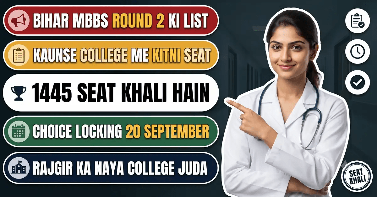 Bihar MBBS Seat Matrix 2026 Round-2 (List Out) - 1,445 Seat Khali ...