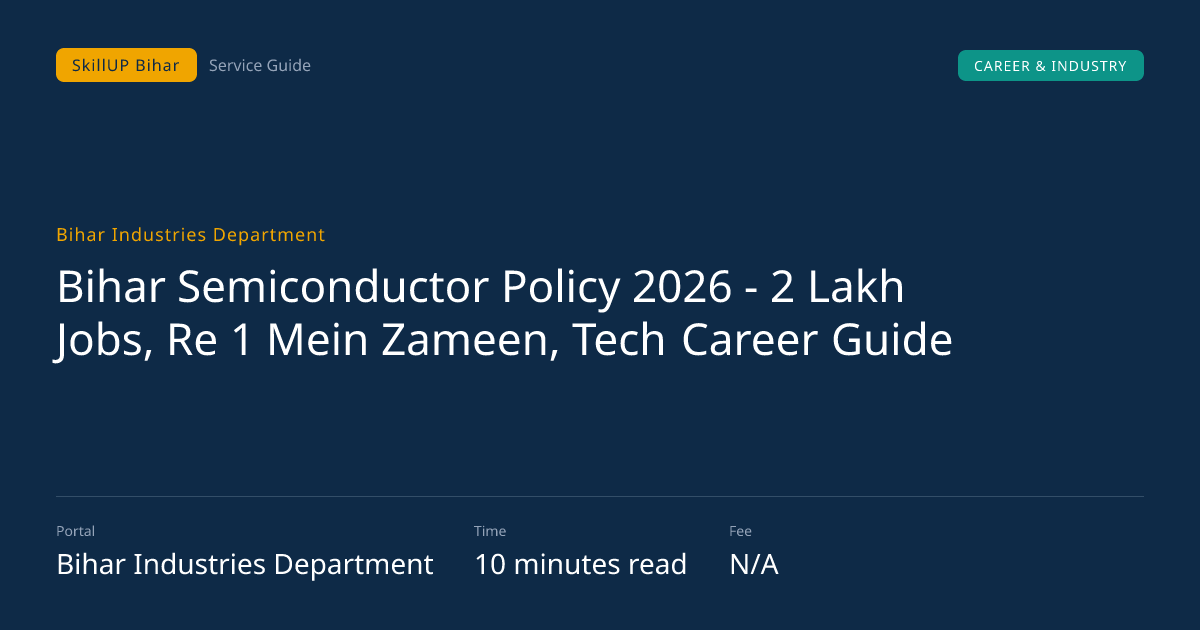 Bihar Semiconductor Policy 2026 + Jobs: Tata Plant ₹1.50 Lakh Cr ...