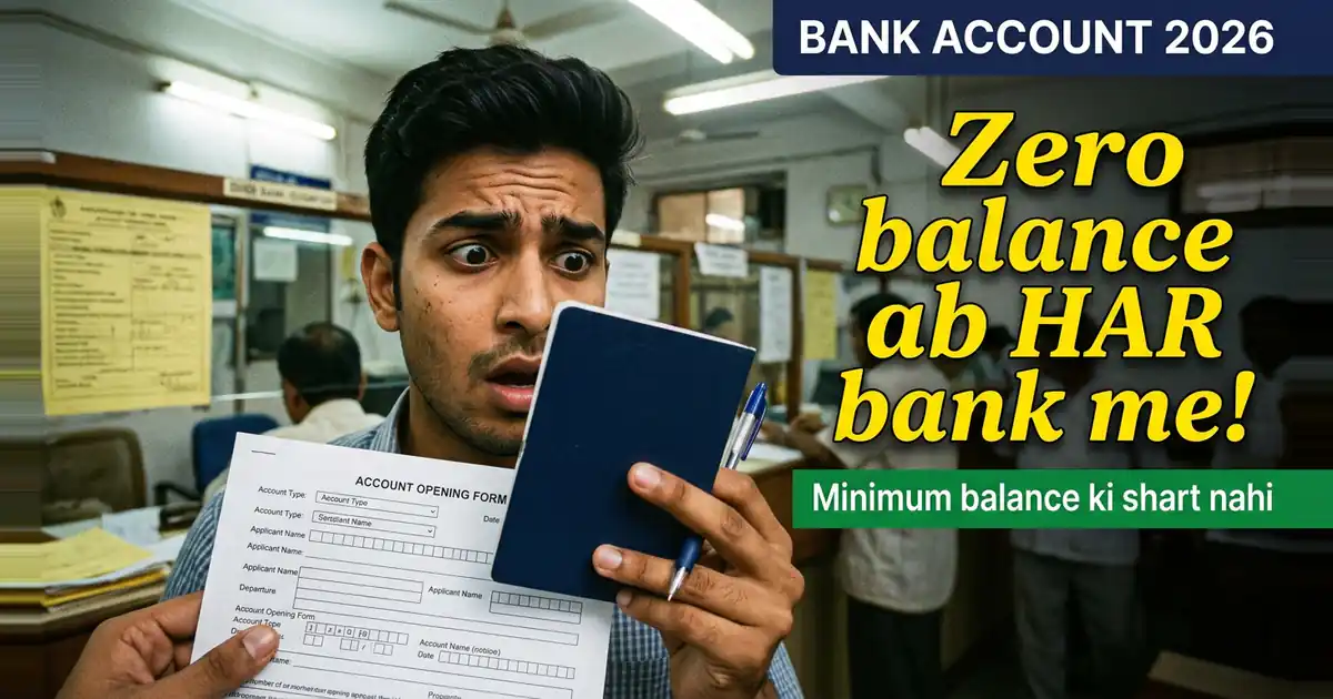 Salary Account, Savings Ya Zero-Balance - Ek April 2026 Se Har Bank Me Aisa Khaata Anivarya Hai Jisme Minimum Balance Lagta Hi Nahi