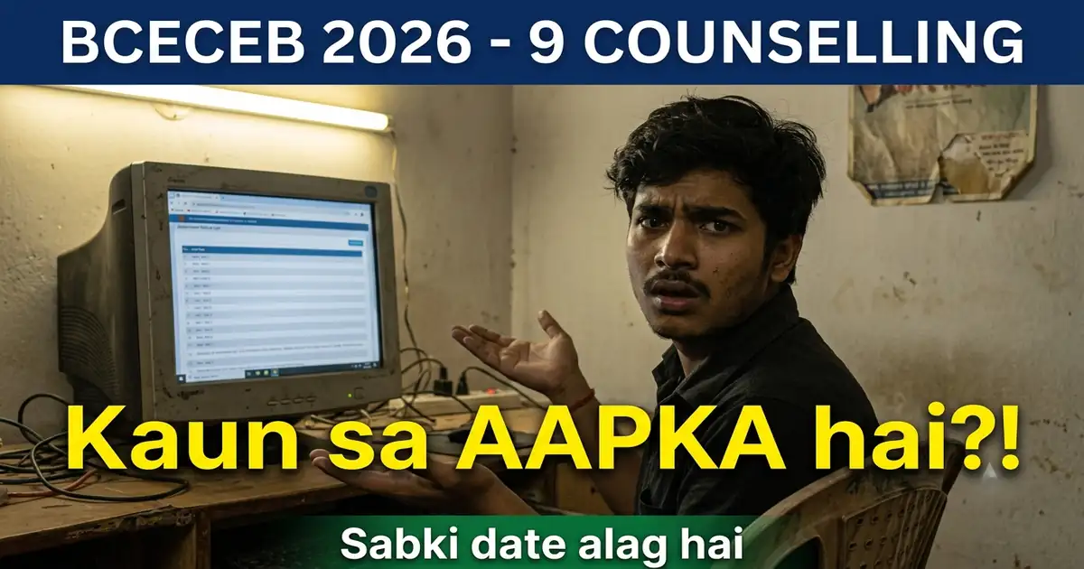 BCECEB Ki Site Par Aaj Nau Counselling Ek Saath Chal Rahi Hain - Aur Log Doosre Ki Tareekh Apni Maan Lete Hain