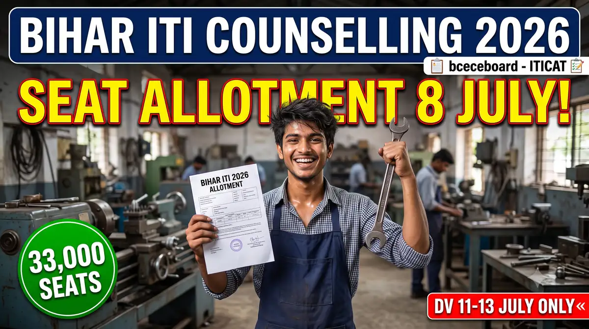 Bihar ITI Counselling 2026 (ITICAT) - Seat Allotment 8 July, DV 11-13 July, Full Schedule