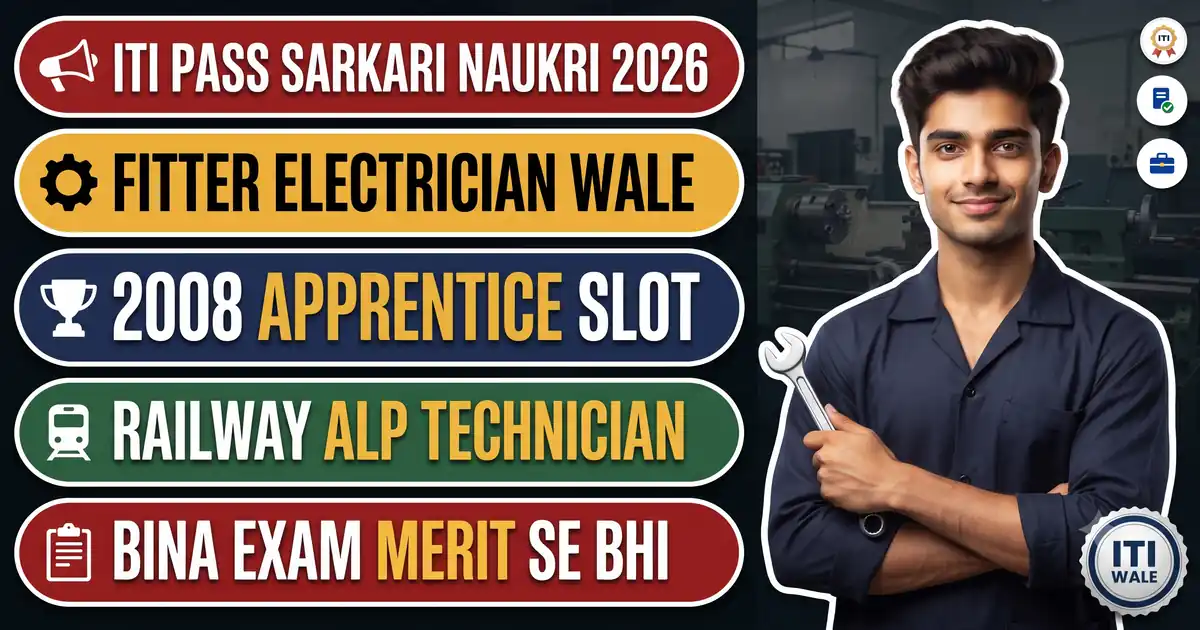 ITI Pass Sarkari Naukri 2026 - Kaun Si Naukri Kiske Liye: Railway ALP, Technician, Apprentice (Bina Exam), NCRTC, ISRO, CSIR; Abhi Khule Form Bhi
