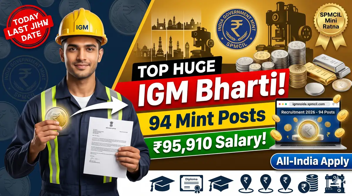 India Government Mint (IGM) Recruitment 2026 - 94 Posts (Supervisor/JOA/Technician), Apply Today Last Date
