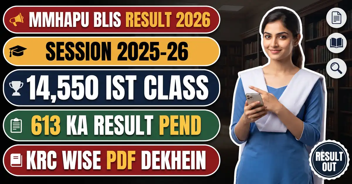MMHAPU BLIS Result 2026 Out (11 October) - Session 2025-26 Ka Result PDF Aaya, 15,716 Roll Number Me 14,550 Ist Class; 613 Ka Result PEND