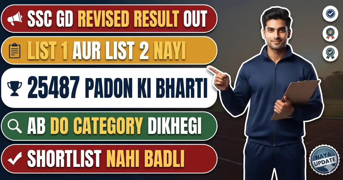 SSC GD Revised Result 2026 Out (23 October) - List-I Aur List-II Me Ab Do Category, Shortlist Wahi Hai; UR Dikhe To Ghabraiye Mat