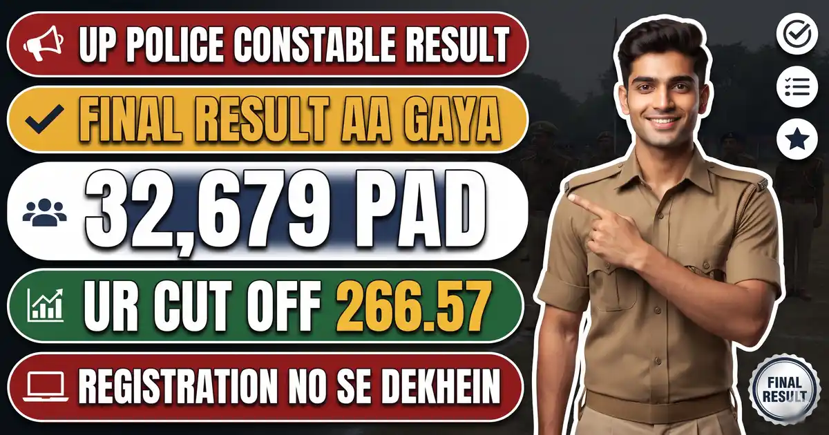 UP Police Constable Final Result 2026 Aa Gaya (14 October) - 32,679 Pad Ka Antim Chayan; Civil Police UR Cut Off 266.57849, Registration Number Se Dekhein