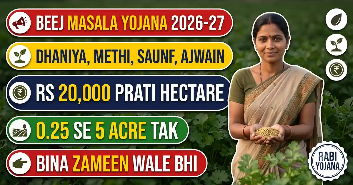 Bihar Beej Masala Yojana 2026-27 (Aavedan Khula): Dhaniya, Methi, Saunf, Mangrail, Ajwain Par Rs 20,000 Prati Hectare - Bina Zameen Wale Bhi Bhar Sakte Hain
