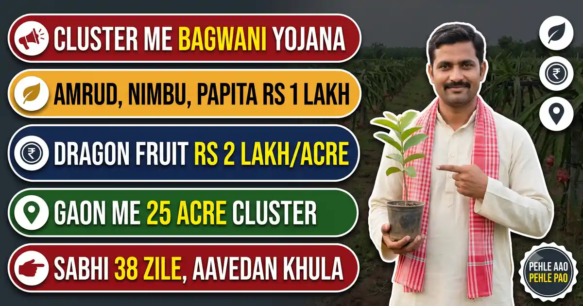 Bihar Cluster Me Bagwani Yojana 2026-27 (Aavedan Khula): Dragon Fruit Par Rs 2 Lakh, Amrud-Nimbu-Papita Par Rs 1 Lakh Prati Acre - Pehle Aao Pehle Pao