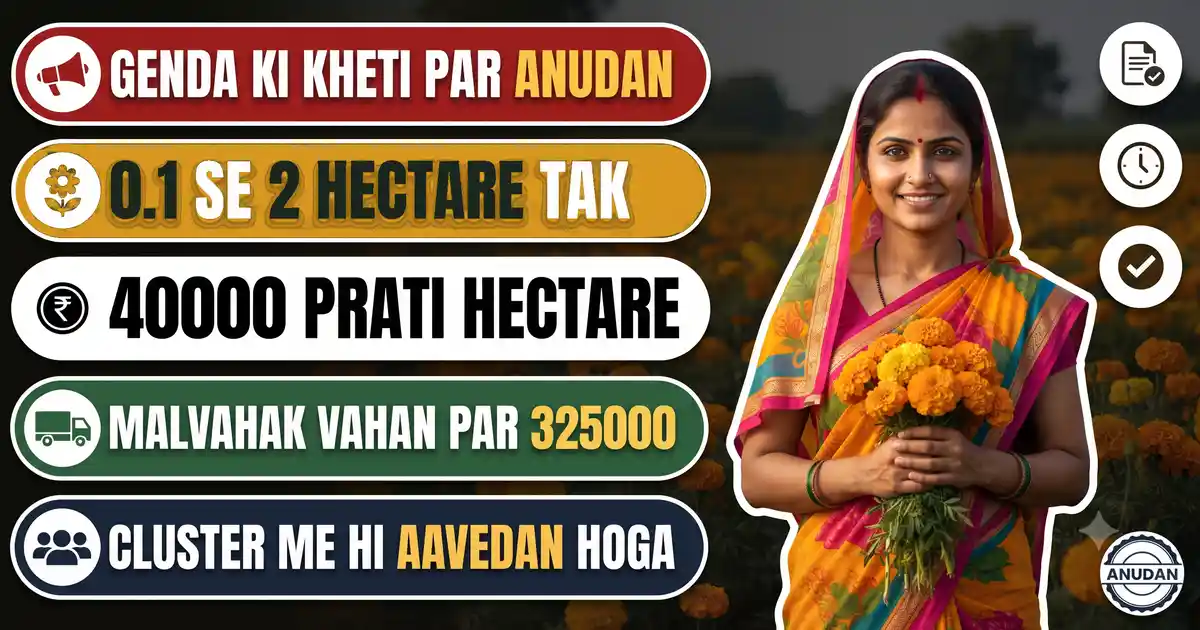 Bihar Genda Phool Yojana 2026-27 - Rs 80,000 Ki Ikai Par 50% Anudan, Yaani Rs 40,000 Prati Hectare; Par Aavedan Cluster Me Hi Karna Hoga
