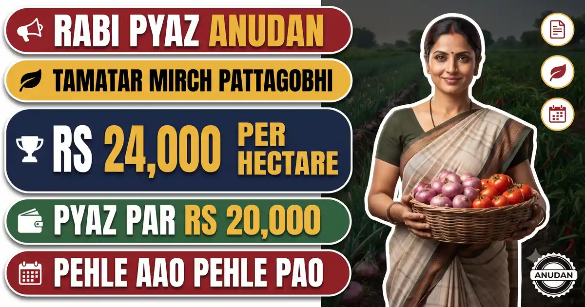 Bihar Rabi Pyaz Aur Hybrid Sabzi Anudan 2026-27 (Aavedan Khula) - Pyaz Par Rs 20,000, Tamatar-Mirch-Pattagobhi Par Rs 24,000 Prati Hectare; Poore Bihar Me Rabi Pyaz Ka Lakshya Sirf 680 Hectare