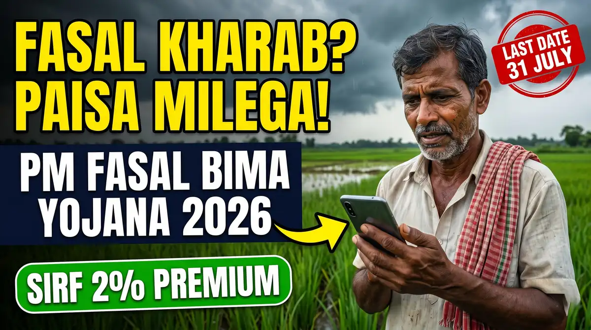 PM Fasal Bima Yojana 2026 - Kharif Apply, 2% Premium + Claim Status Kaise Check Kare