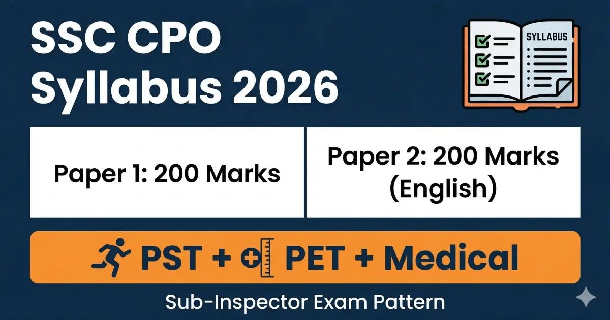 SSC CPO Syllabus 2026 PDF Download: SI Paper 1 + Paper 2 Exam Pattern ...